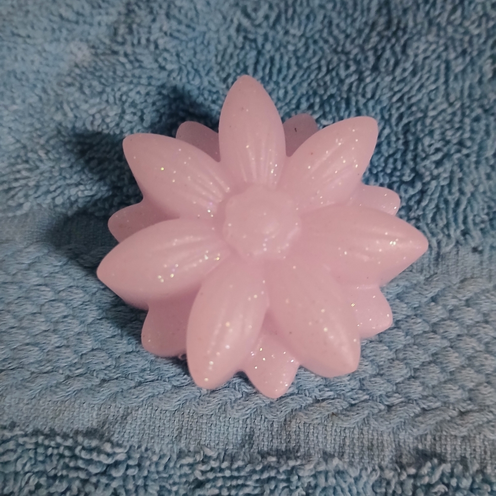 Pink Glitter Flower-Shaped Paperweight